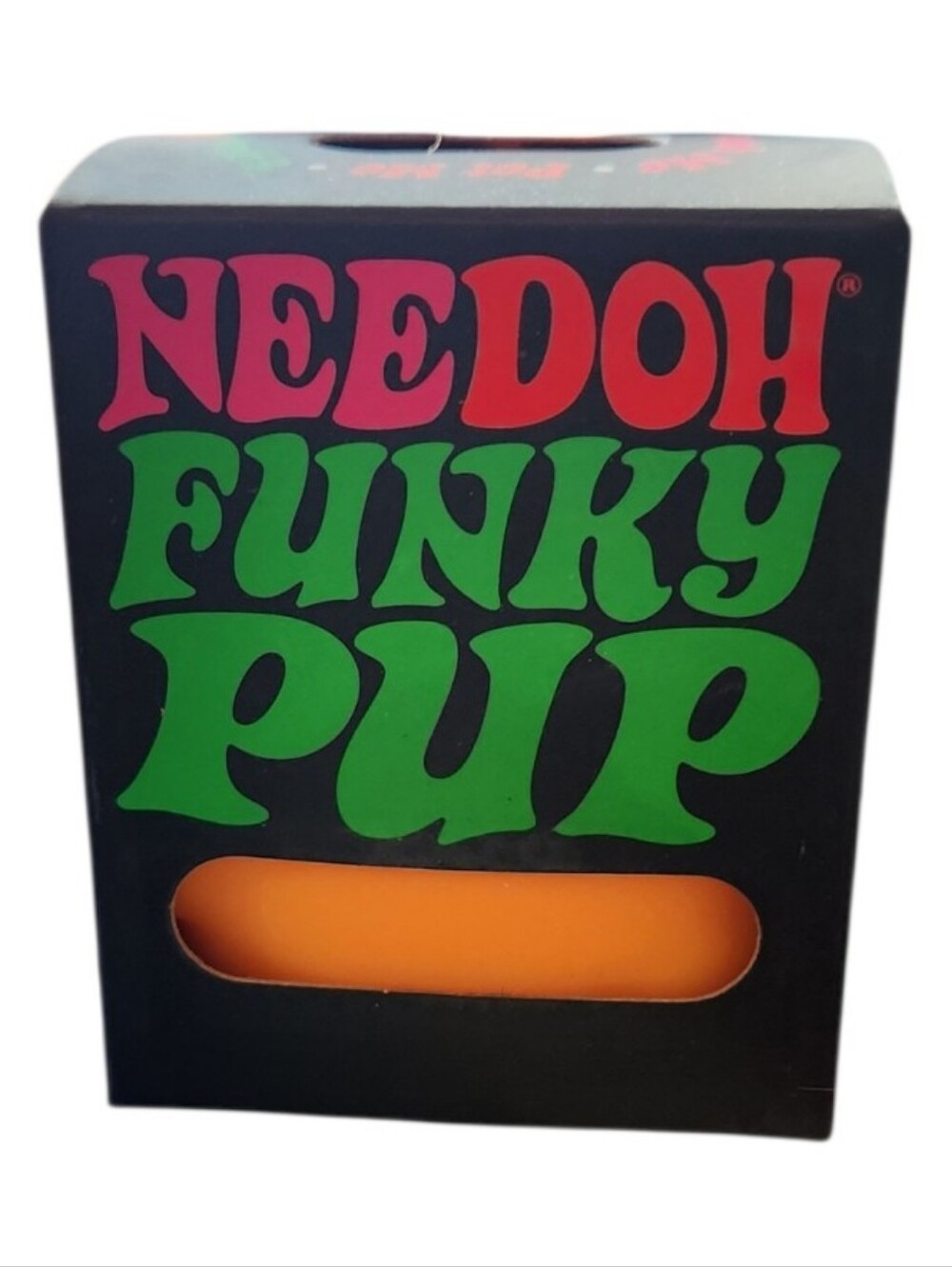 NEW NeeDoh Funky Pup Bright Orange Squeeze Squish Pull Poke Cute Pup Details